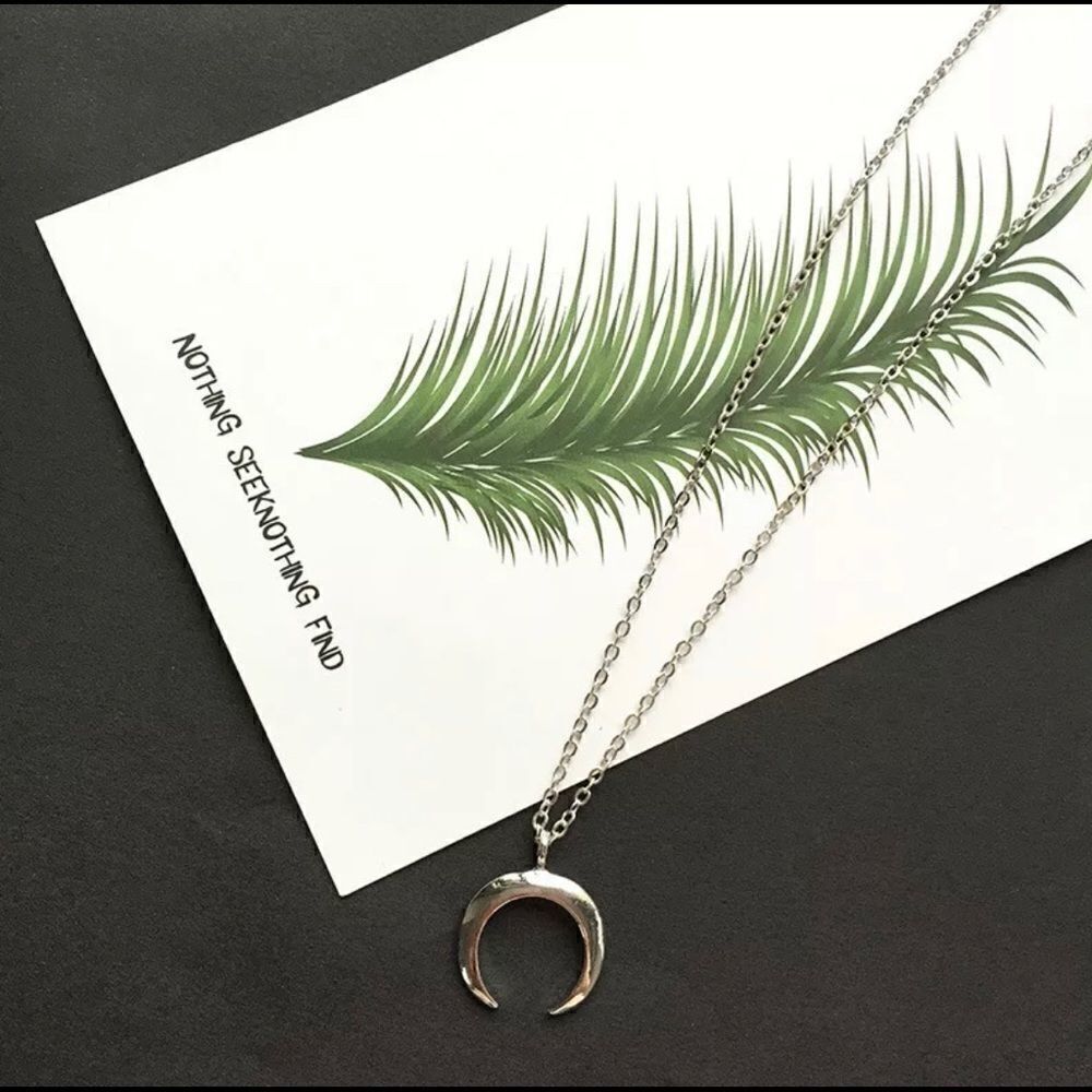Silver Cresent Moon Necklace  - Picture 3 of 4